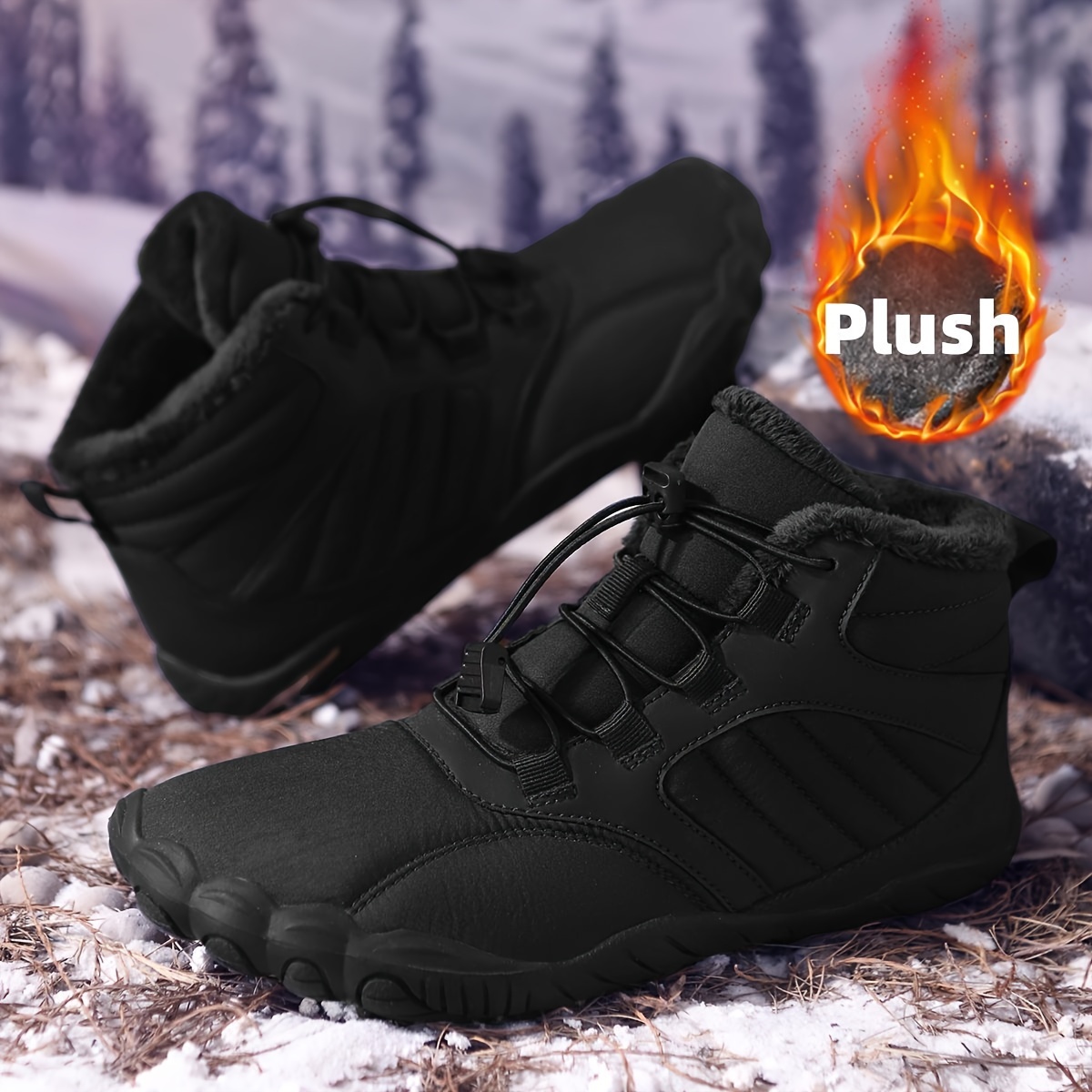 Women'S Shoes Wide Width - Unisex winter fleece gevoerde blotevoeten sneeuwlaarzen