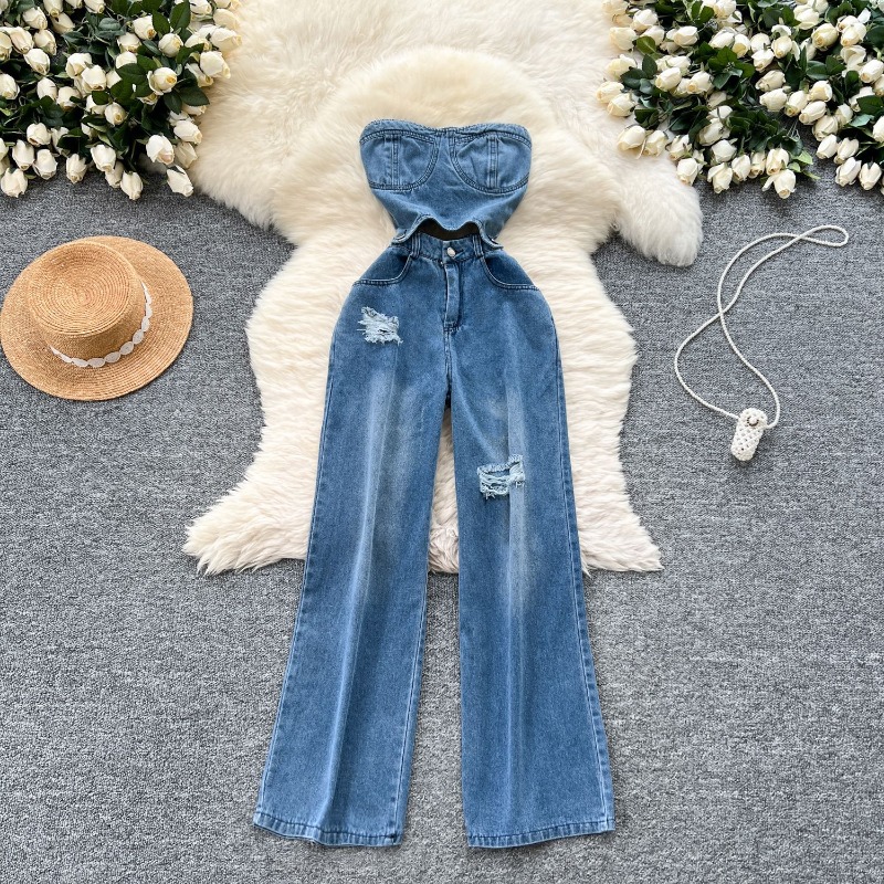 Women'S Shoes Wide Width - Denim jumpsuits voor dames, één geheel,