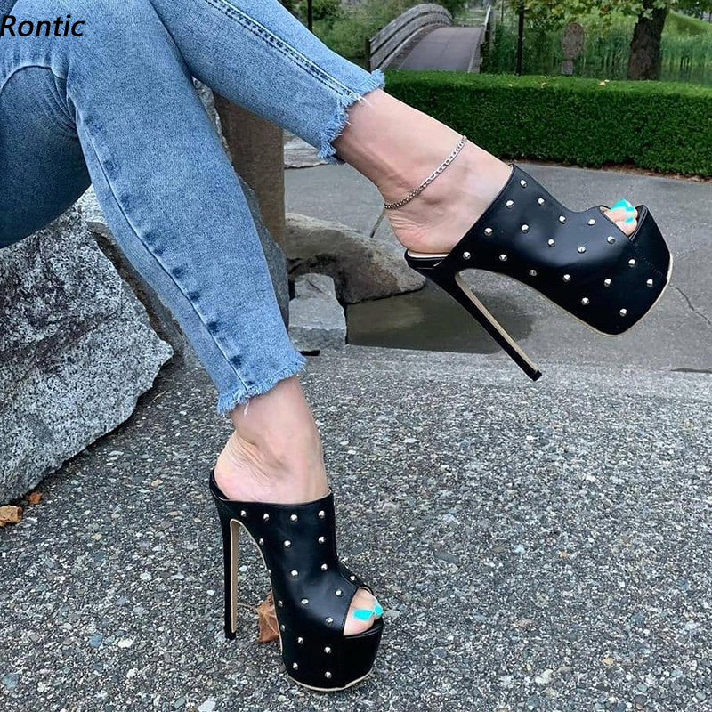 Women Shoes Waterproof - Rontic 2021 Handgemaakte Vrouwen Muilezels Sandalen