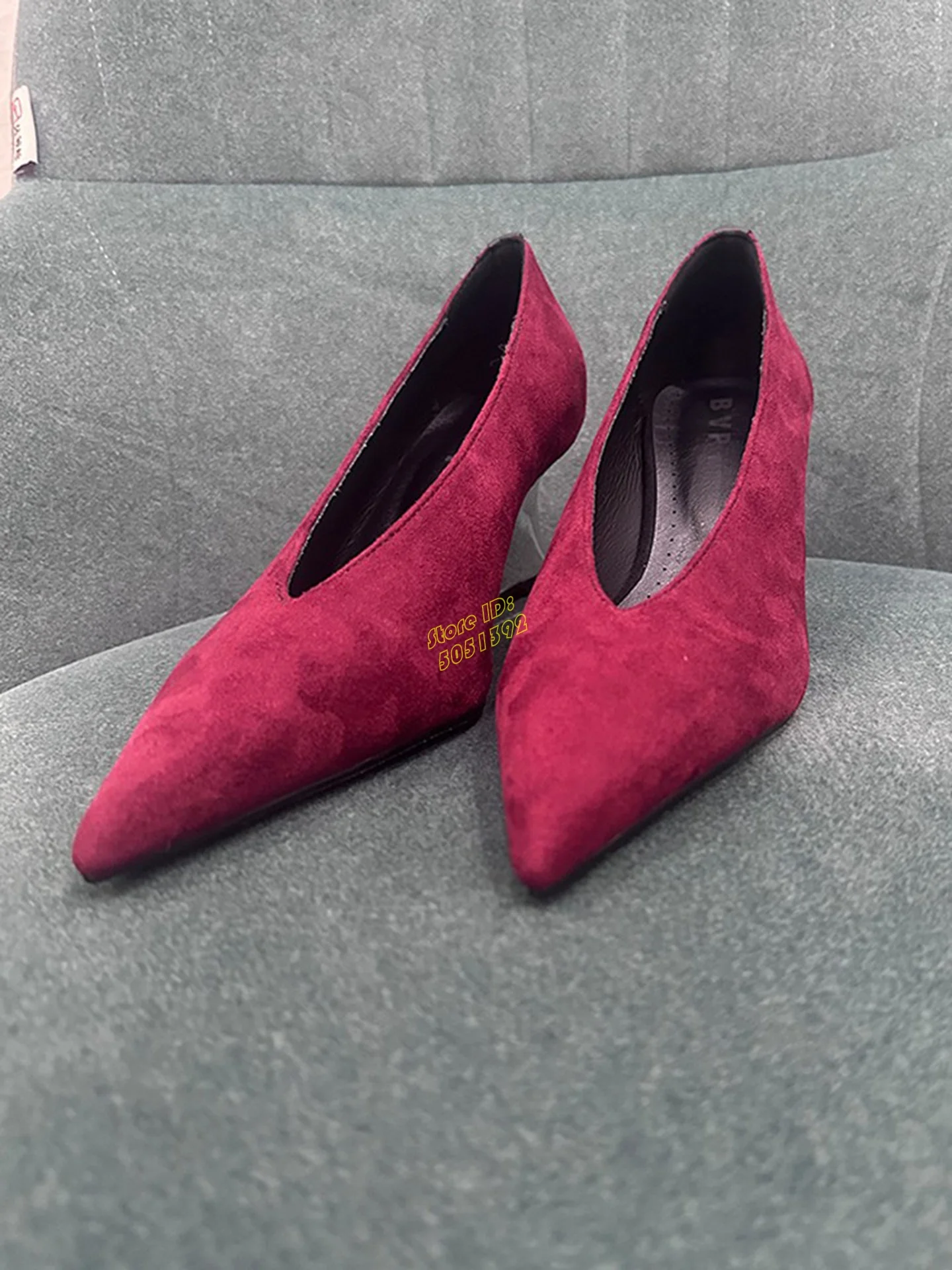 Women'S Shoes Burgundy - Rode suède instappers met plateauhak 6