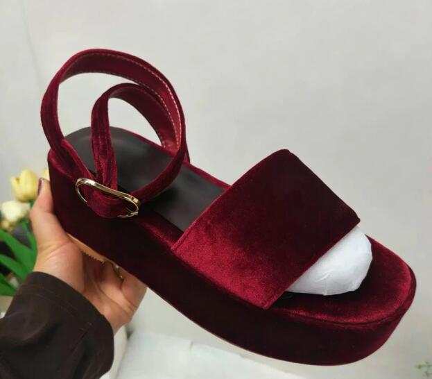 Women'S Shoes Burgundy - Bordeaux fluwelen ronde open teen dikke