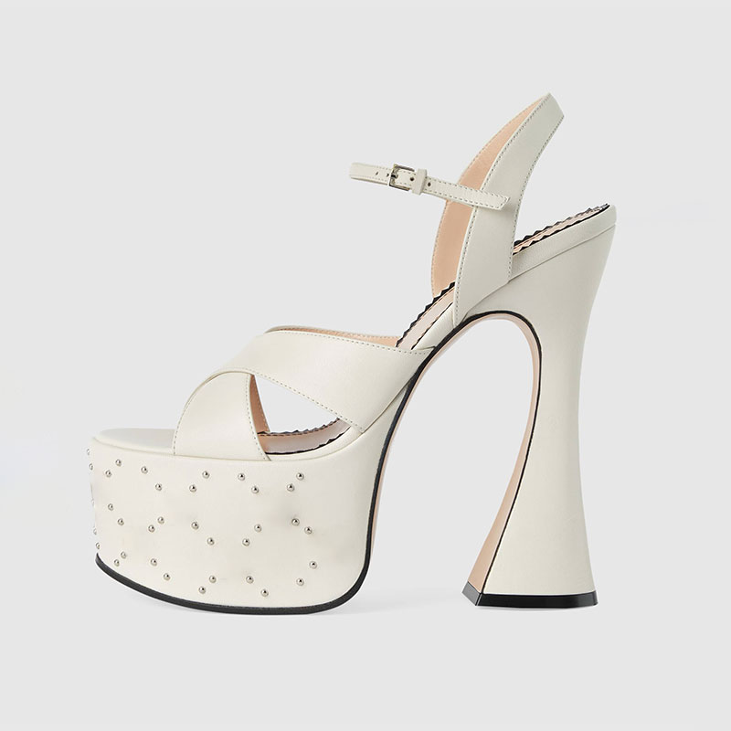 Women Shoes Waterproof - Modieuze Witte Zwarte Gesp Hoge Hak