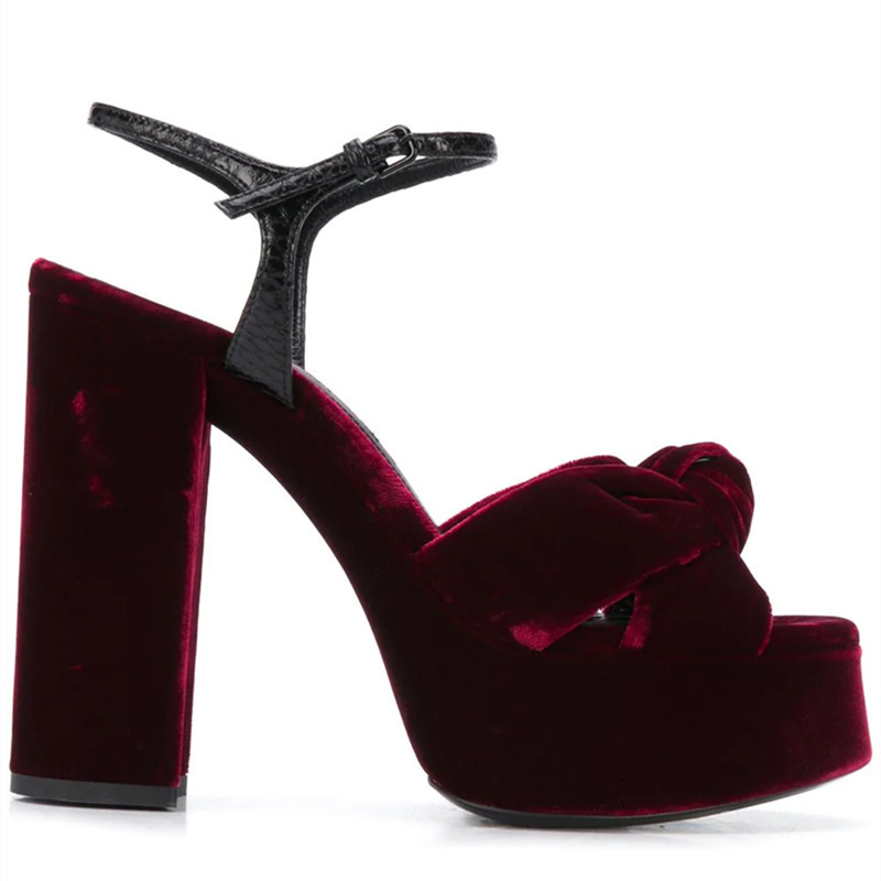 Bordeaux Fluwelen Knoop Peep T - Women'S Shoes Burgundy recensie en prijs
