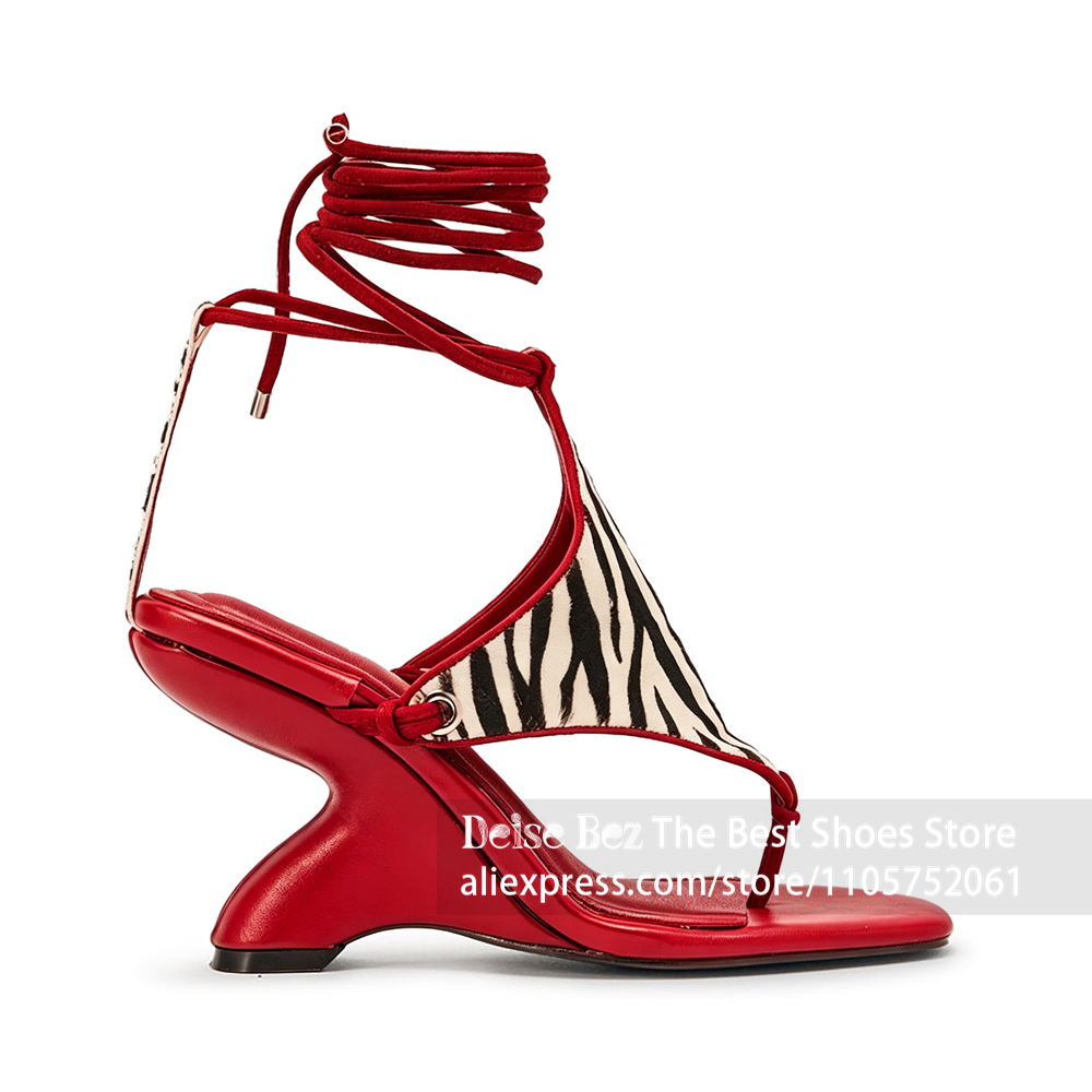 Zebra-print veter-sandalen met - Strappy Heeled Sandals recensie en prijs