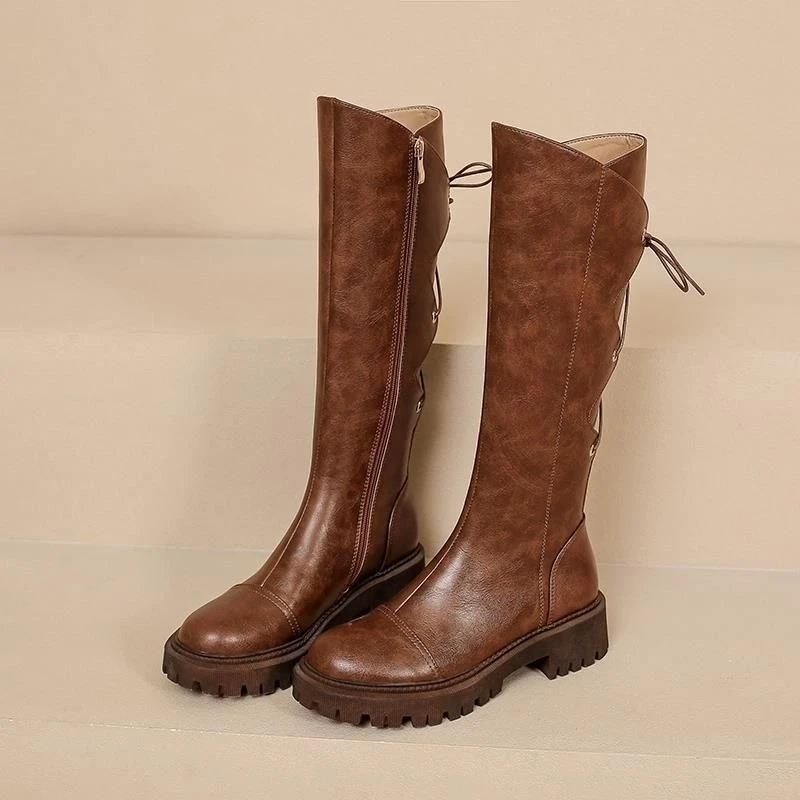 Bruin lederen platform lange d - Women'S Shoes Trending 2025 recensie en prijs